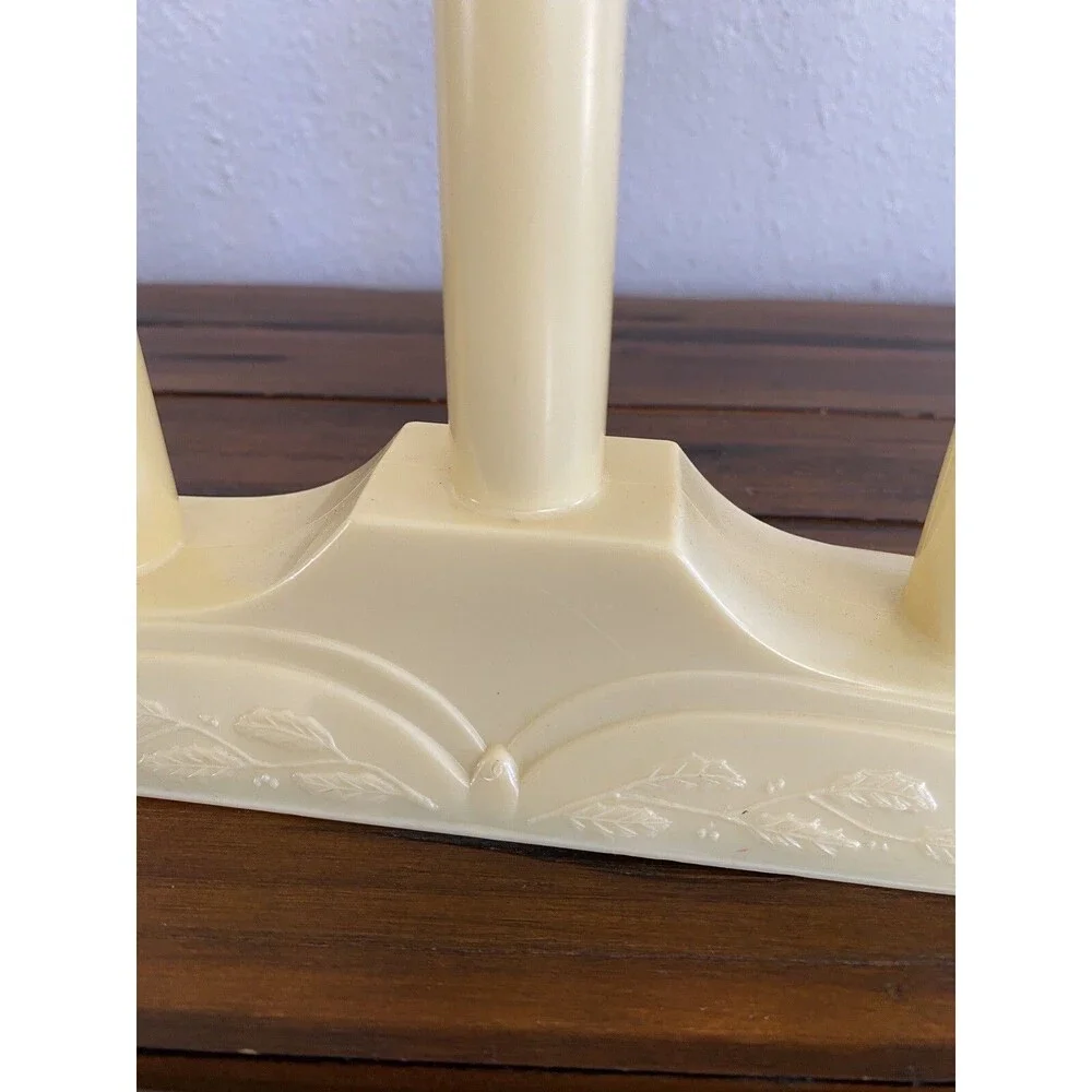 Vintage Christmas Electric Window Tiered Candle 3 Stick Candelabra Dripping Wax